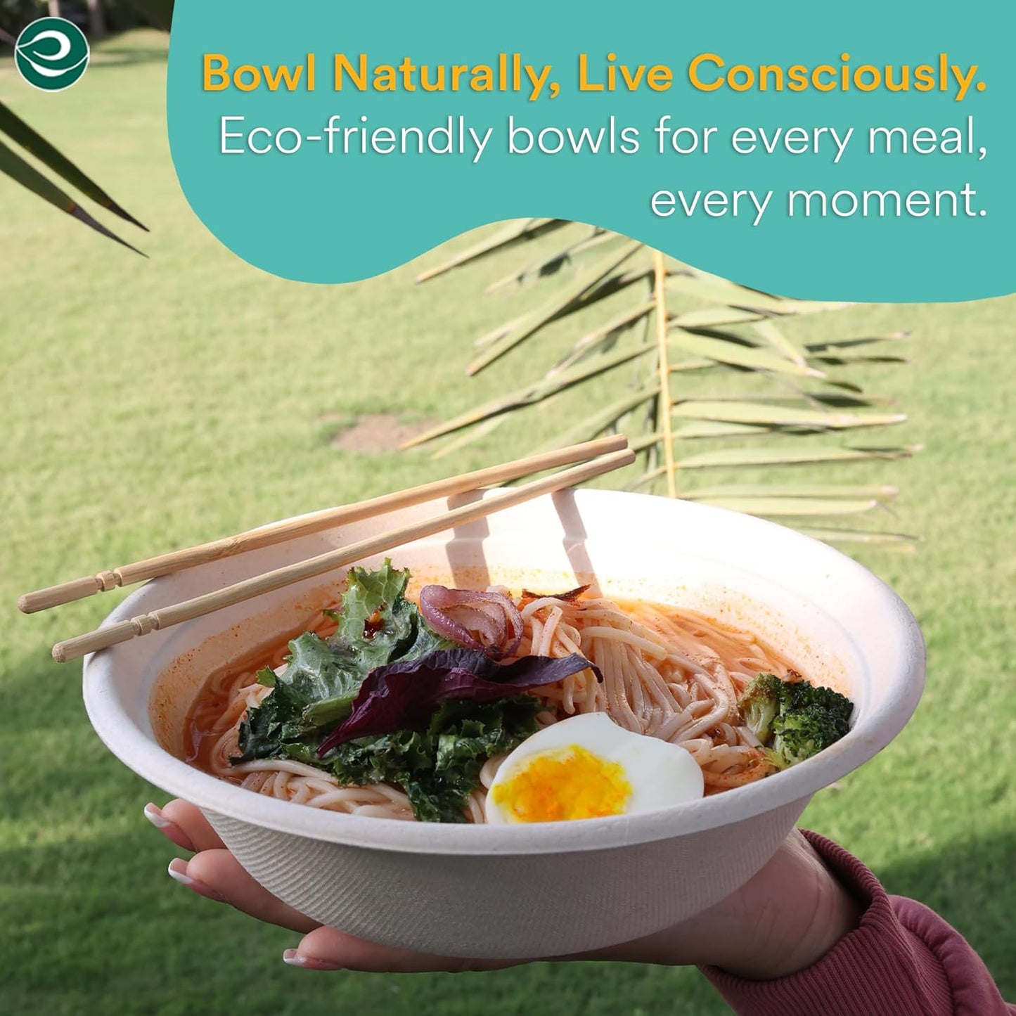 ECO SOUL 100% Compostable 32 Oz Soup Bowls [100-Pack] Disposable Sturdy Bowls I Heavy Duty Paper Bowl I Eco-Friendly Salad Bowl I Biodegradable Large