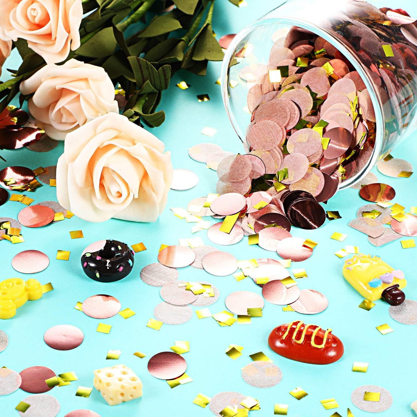TecUnite Round Tissue Paper Table Confetti Dots for Wedding Birthday Party Decoration, 1.76 oz(Rose Gold Confetti,1.5 cm)
