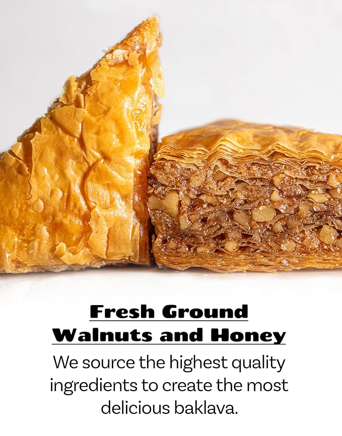 Bakluva 8-Piece Baklava Pastry Dessert Gift Box - (8) Large 2.3 oz (66 gram) Pieces - Perfect for Gifts, Parties, and More