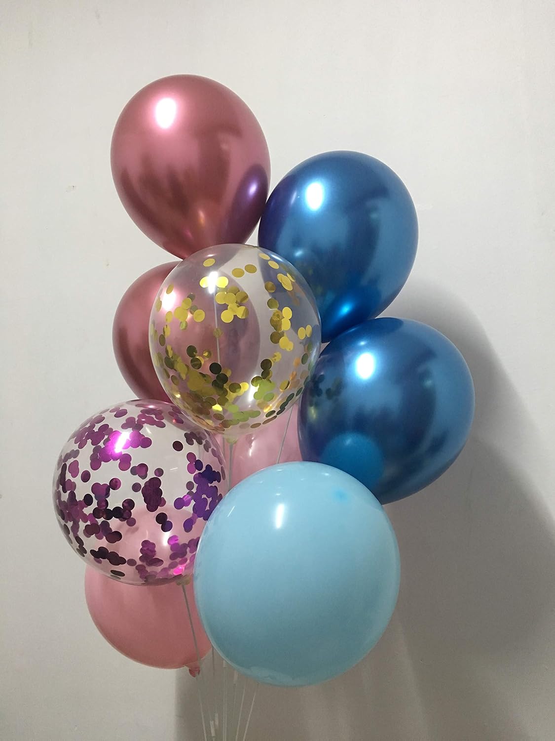Metallic Chrome Balloons Pink Blue - Confetti Balloons for Wedding Birthday Gender Reveal Baby Shower Party Decorations 100packs
