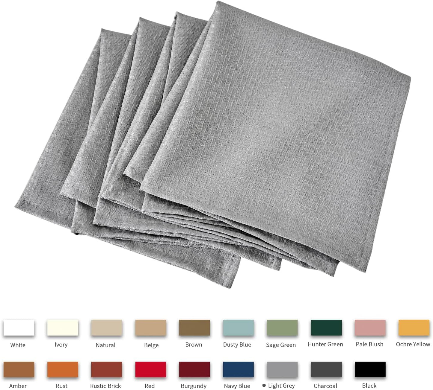 maxmill Cloth Napkins Weaved Texture Pattern Soft Comfortable and Luxury Serviette for Restaurant Family Dinners Weddings Parties and Banquets Set of 4 Pieces, 20 x 20 Inch Light Grey