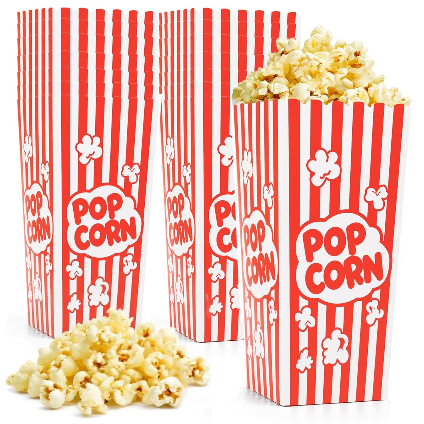 120 Pcs Popcorn Boxes, Large Capacity Popcorn Containers Buckets for Pop Corn Machine, Movie Night, Cinema, Carnival, Party, Concessions
