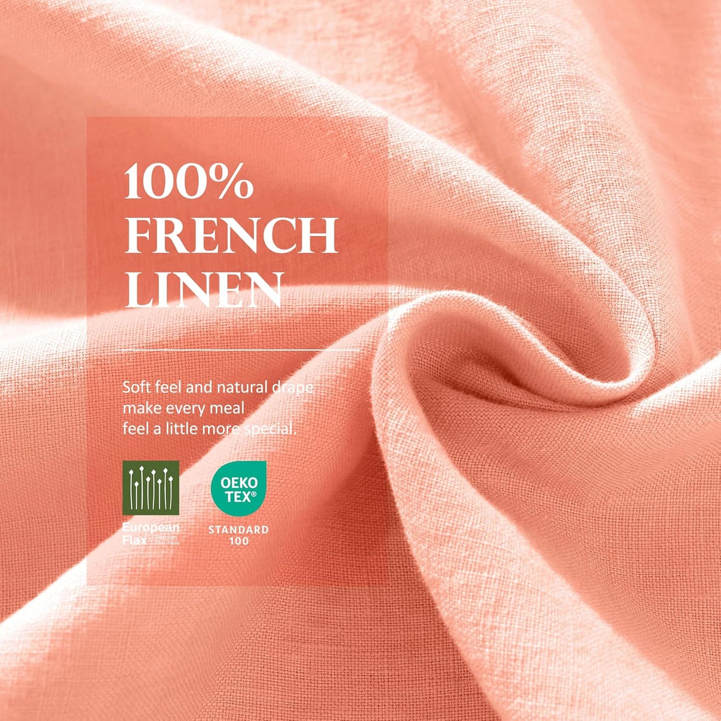 Linen World Linen Tablecloth,100% French Natural Flax Tablecloth 90" x 60" Inch,Washable Rectangular Table Cloth for Dining,Outdoor,Weddings and Restaurants,Decorative Christmas,Peach Pink