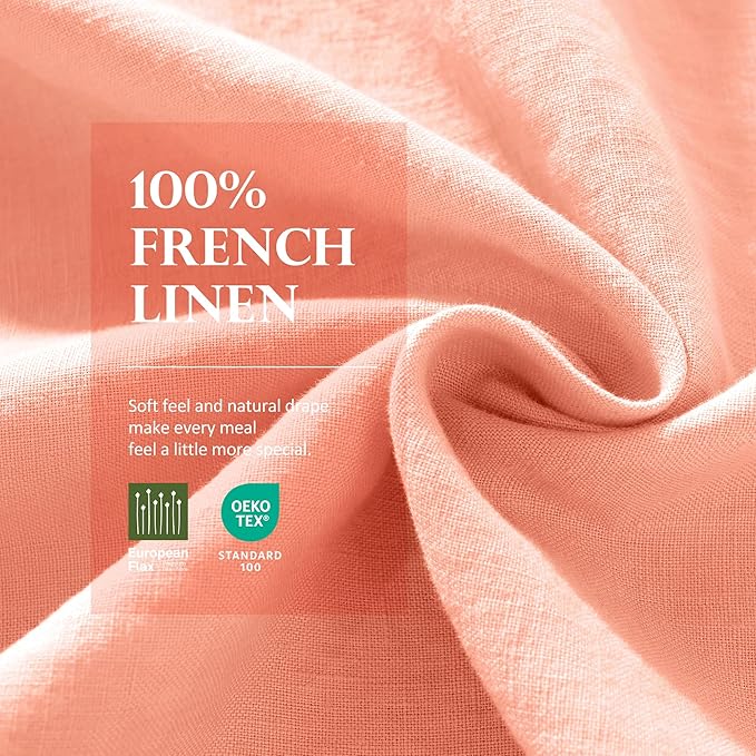 Linen World Linen Tablecloth,100% French Natural Flax Tablecloth 120" x 60" Inch,Washable Rectangular Table Cloth for Dining,Outdoor,Weddings and Restaurants,Decorative Christmas,Peach Pink