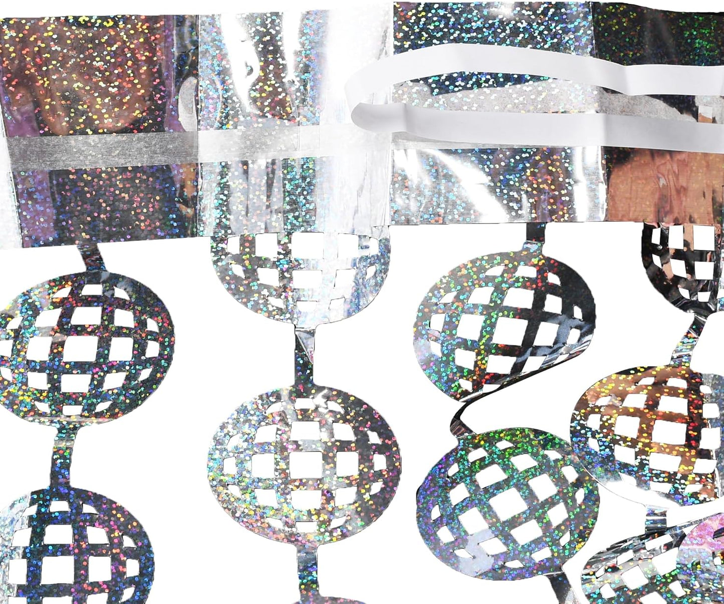 BRAVESHINE Hanging Balls Party Streamers Backdrop - 2 Pack Silver Tinsel Foil Fringe Curtains for 70s 80s 90s Discoball Party, Birthdays, Bachelorette, Engagement, Music, Dance,New Years Decorations