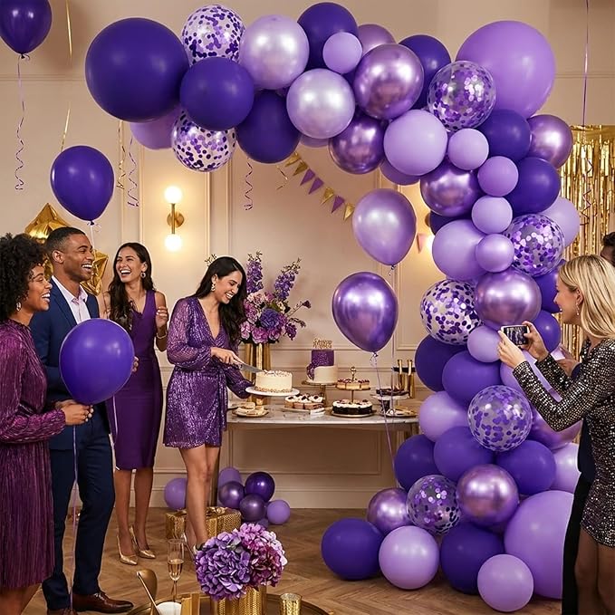 Light Purple Balloons Arch Kit,130pcs Pastel Purple Balloon Garland,18 12 10 5 Inch Dark Purple Latex Balloons for Birthday Wedding Baby Shower Purple Theme Party Decorations