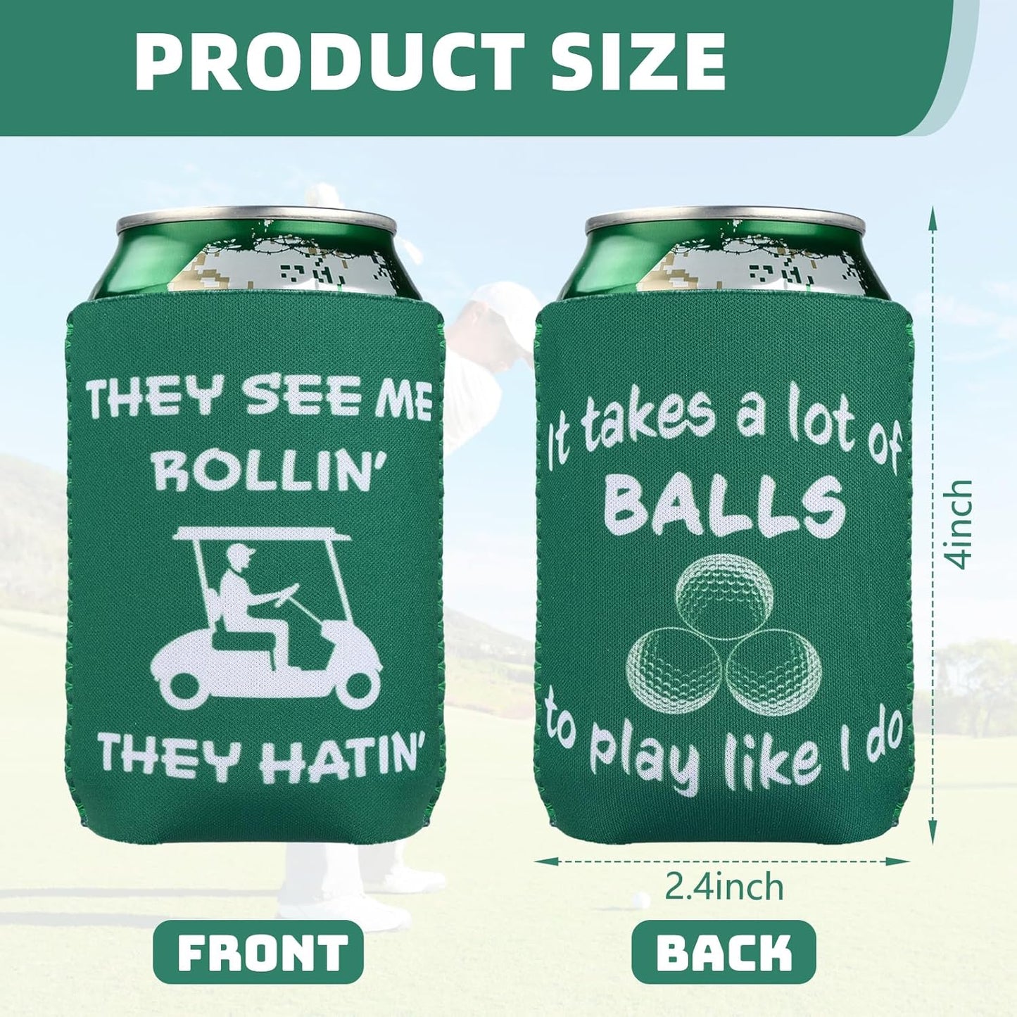 For Golf Beer Can Cooler,12 Pack Bachelor Party Can Sleeves Neoprene Insulator Drink Glasses Wedding Outdoor Activities Supplies Golfer Gifts