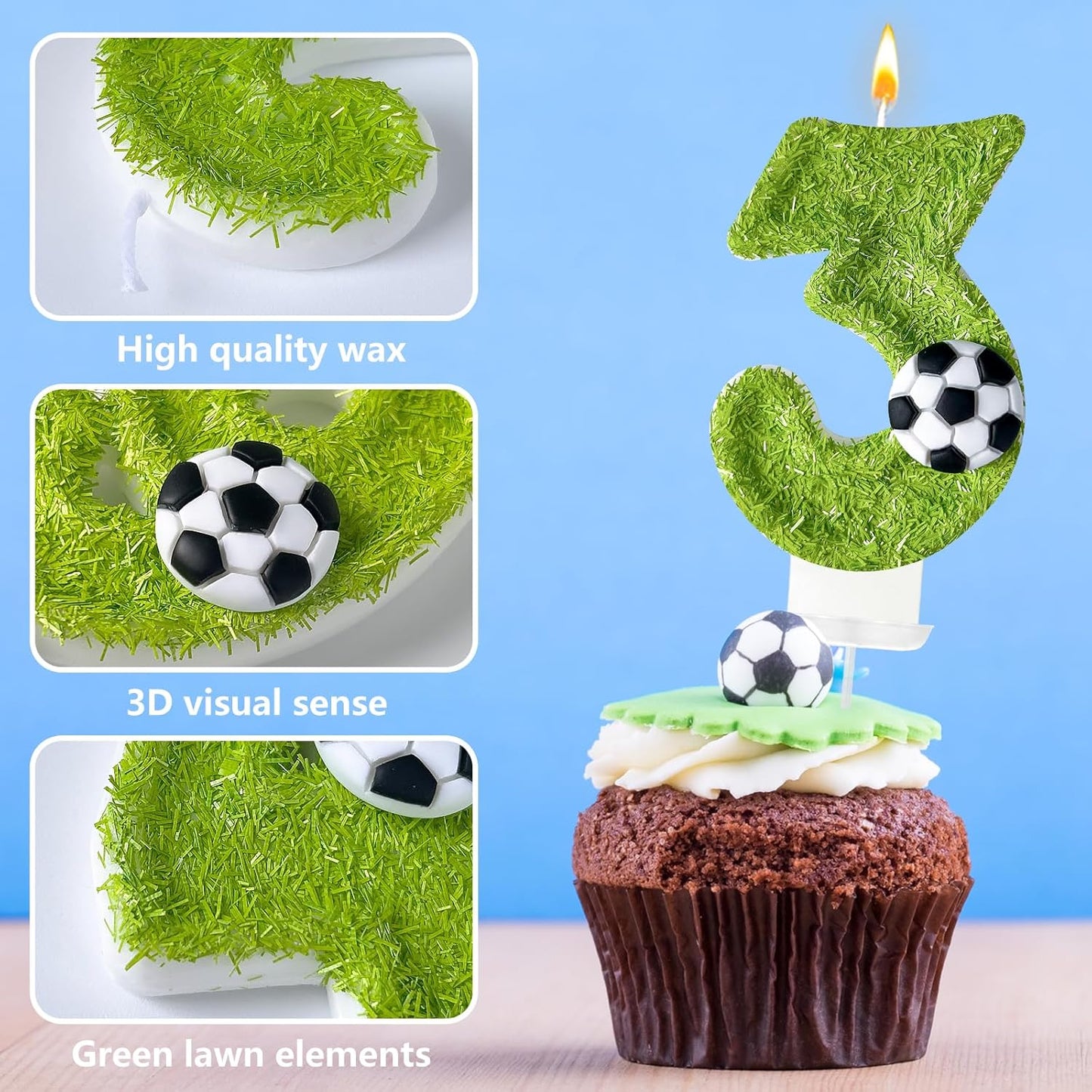 Birthday Candles Numbers，Soccer Birthday Decorations，Suitable for Girl and boy Cake Toppers, Wedding Cakes, Anniversaries, Party Celebrations, Birthday Decorations (Number 13)