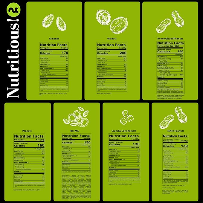 NUT CRAVINGS - Halloween Treats For Adults Mixed Nuts Gift Basket + Green Ribbon Classic (7 Assortments, 1 LB) Holiday Xmas Christmas Food Arrangement, Healthy Snack Care Package, Food Assortments