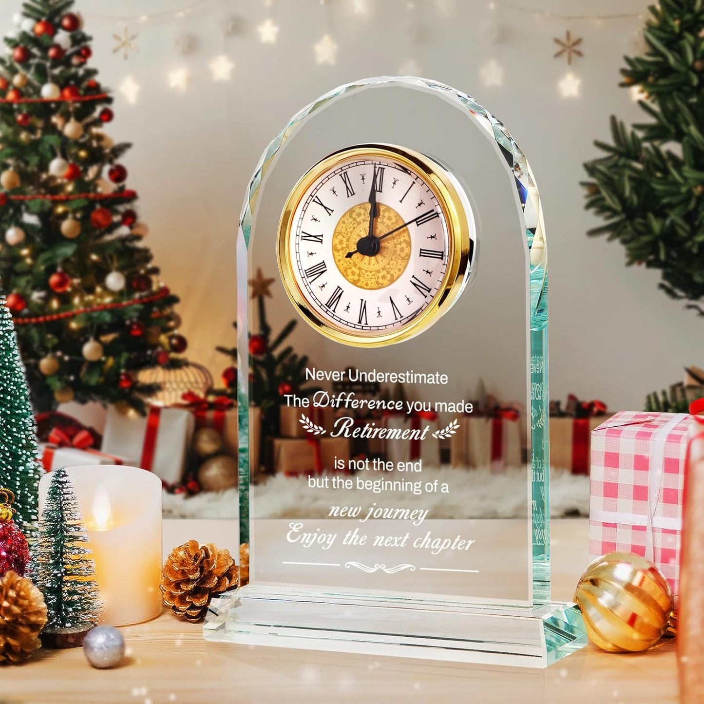 Retirement Gifts for Men/Woman - Premium Glass Retirement Clock, 2025 Happy Retirement Engraved Inspirational Gift for Retired Friends, Coworker, Boss, Leader, Employee Farewell Present (ETNC)