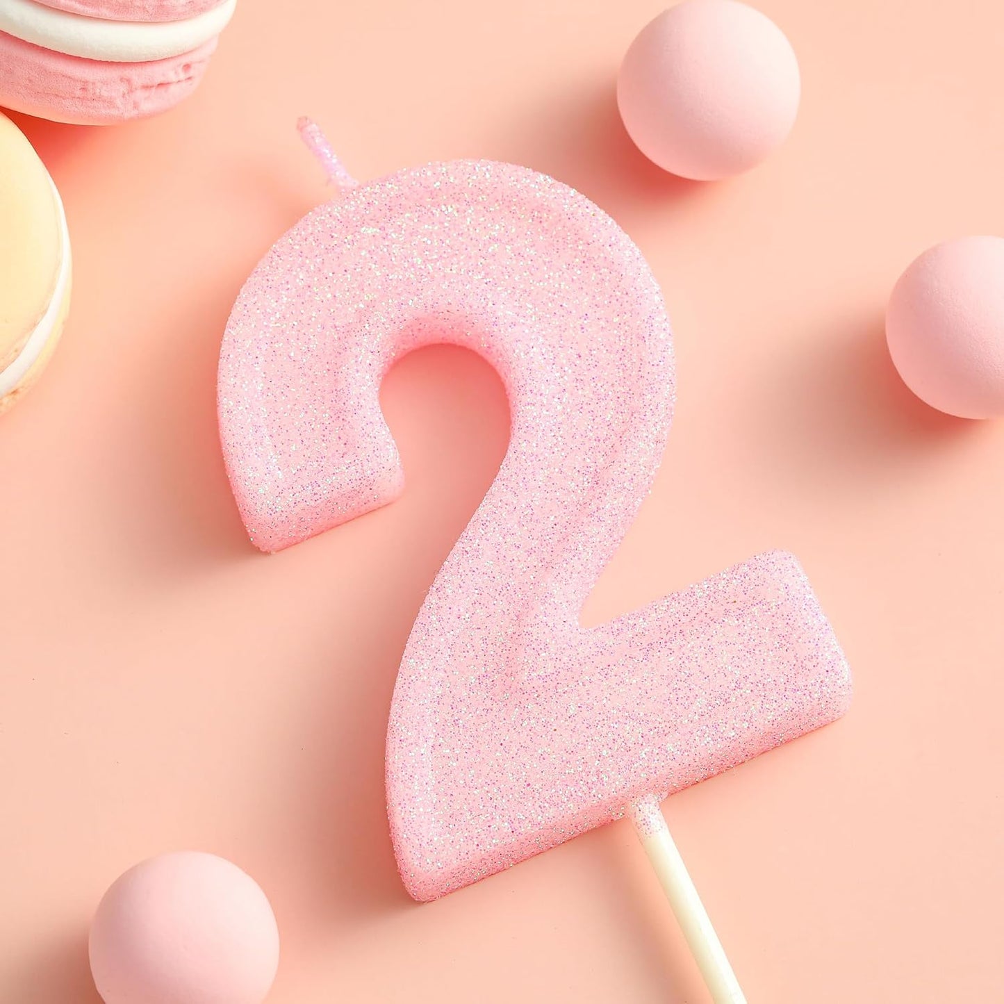 PHD CAKE 2.76 Inch Luxe Pink Glitter 2 Number Birthday Candles, Pink Number Candles, Cake Number Candles, Party Celebration