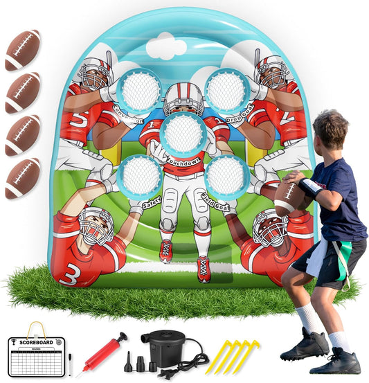 Football Target Toss Game - Inflatable Football Throwing Target Toy - Carnival Party Games Outdoor Yard Game for Kids and Adults