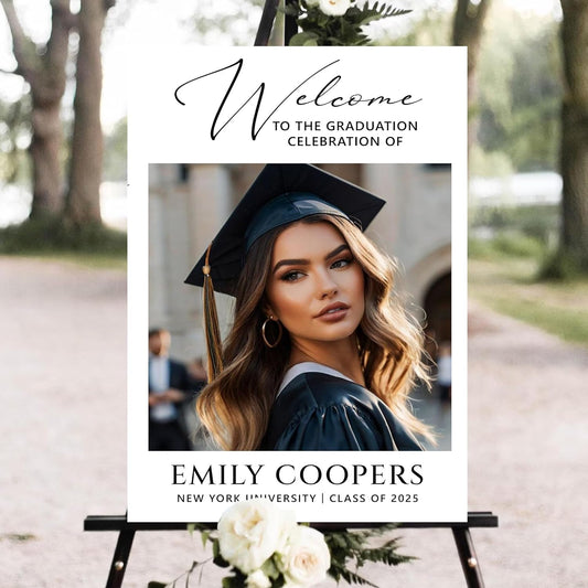 Personalized Graduation Party Welcome Sign With Photo, Graduation Decorations Senior 2025 Yard Sign, Custom Graduation Yard Signs Class of 2025, High School, College Sign For Graduation Party #2