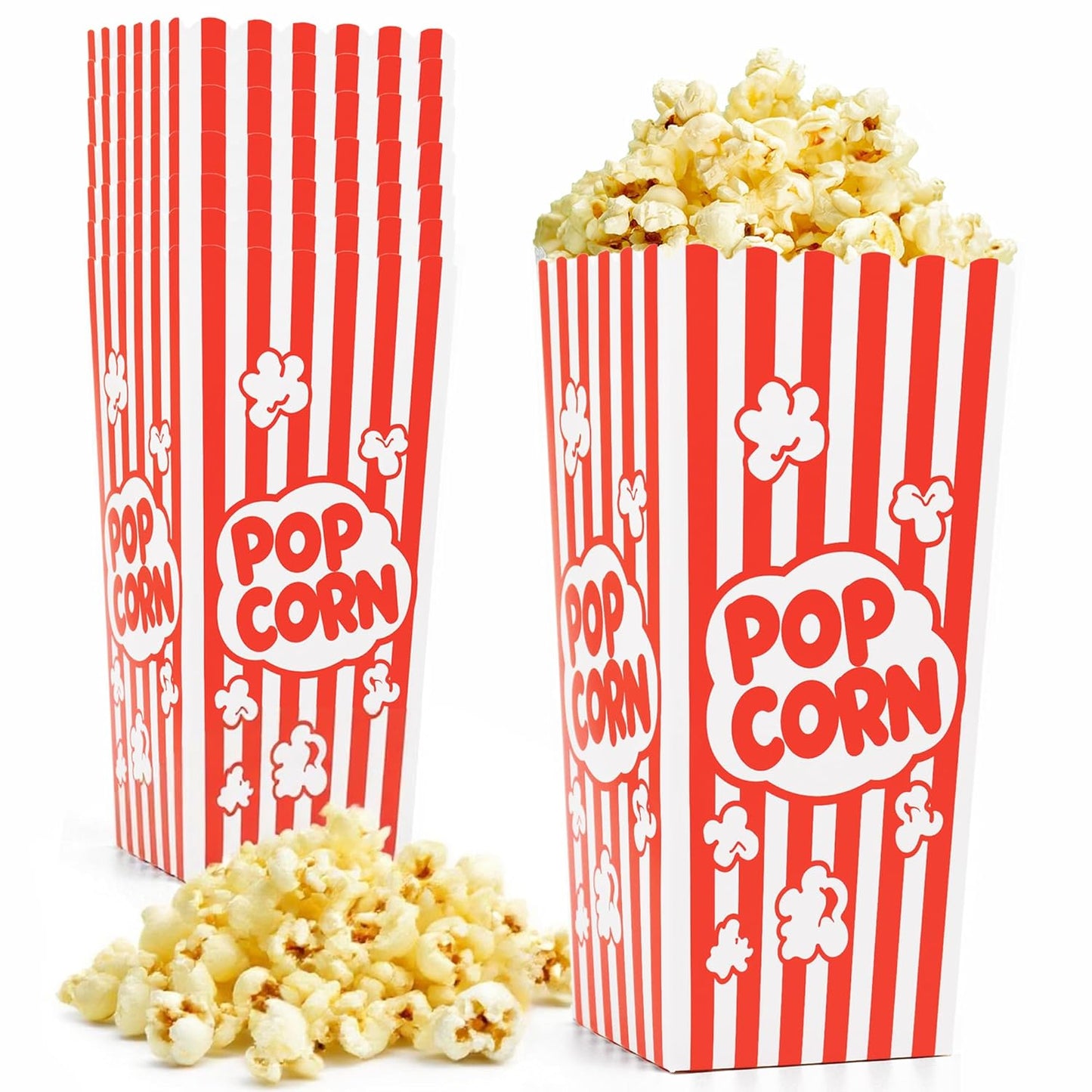24 Pcs Popcorn Boxes, Large Capacity Popcorn Containers Buckets for Pop Corn Machine, Movie Night, Cinema, Carnival, Party, Concessions