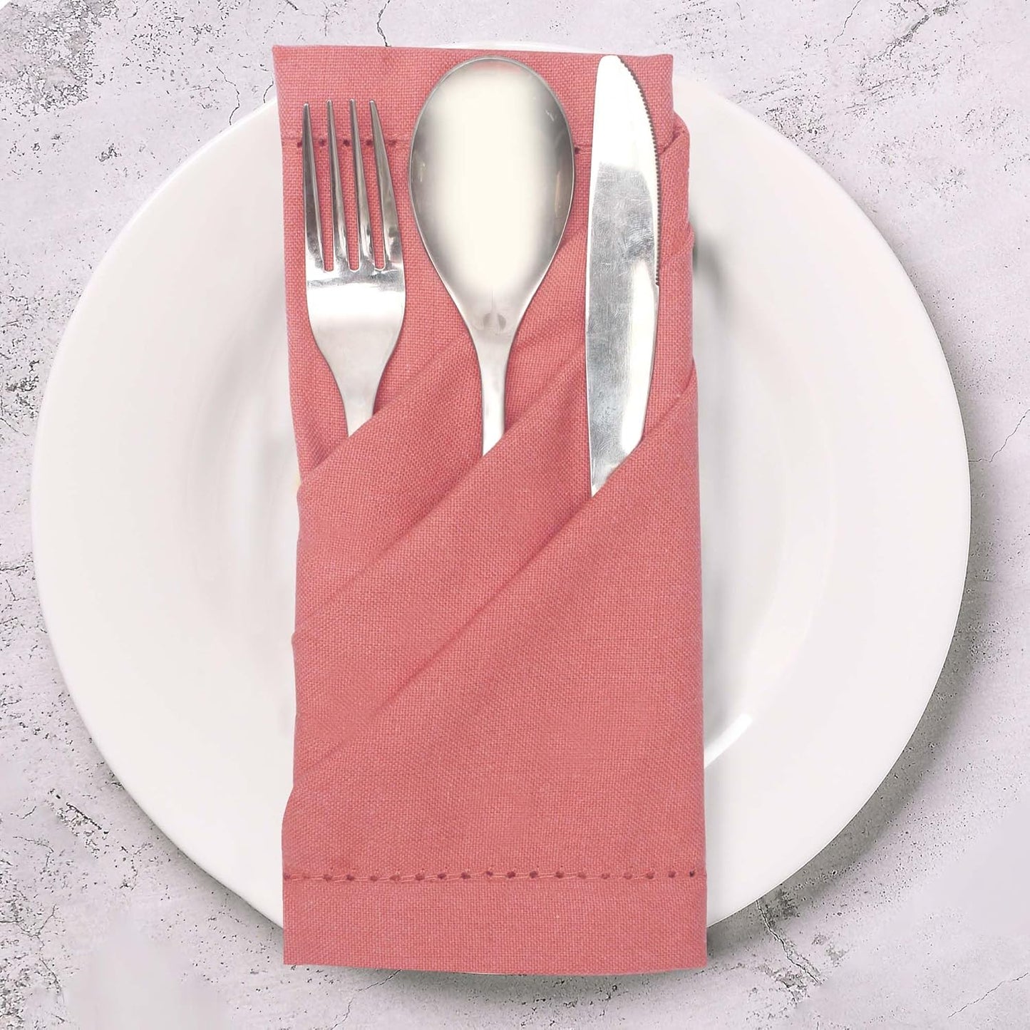 Urban Villa Fall Cloth Napkins Hemstitch Rust Color Dinner Napkins (Set of 12) 20"x20"100% Cotton Absorbent Washable Reusable Cloth Napkins Ideal for Thanksgiving Everyday Use Wedding Parties Napkins