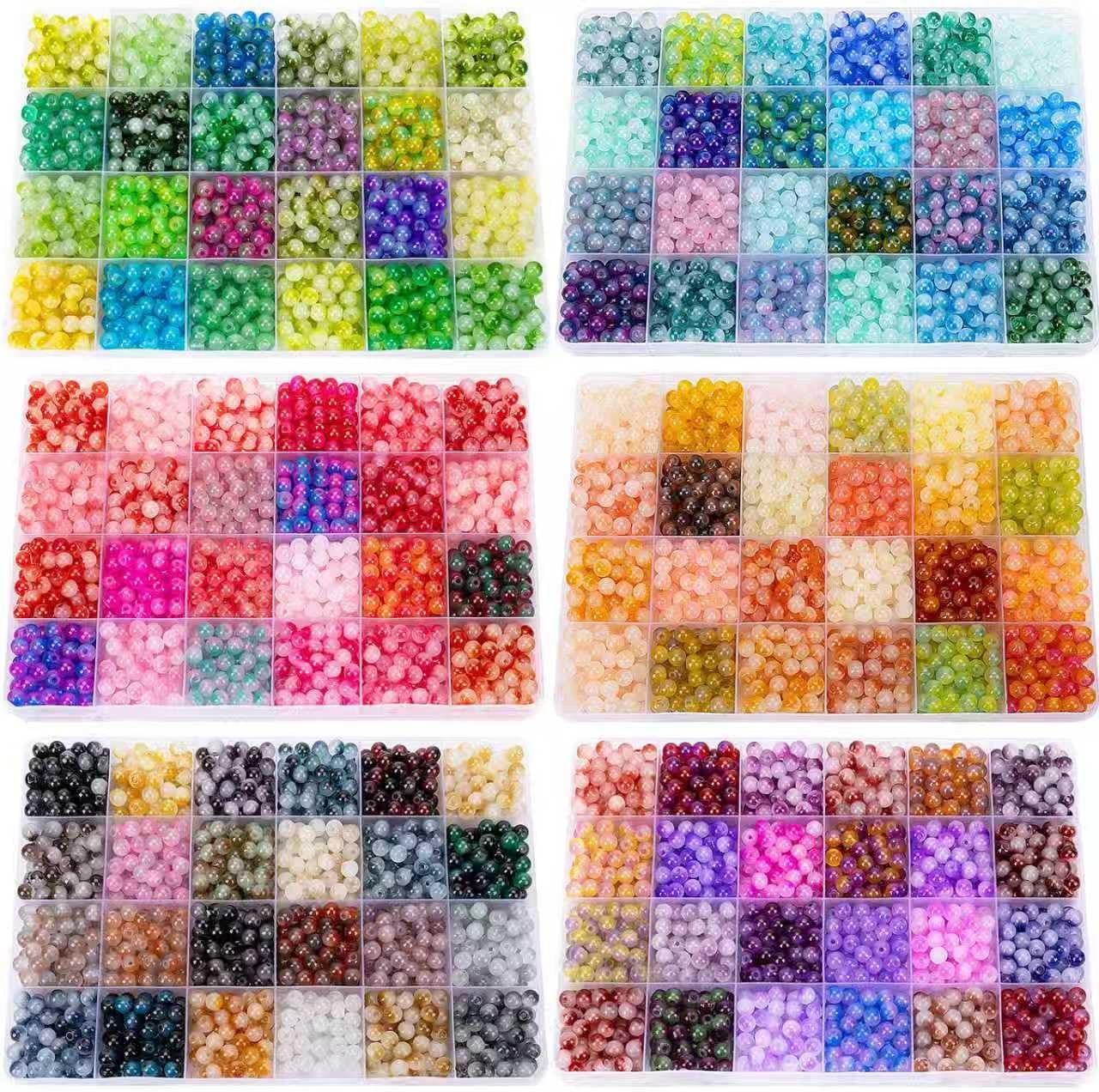 XSEINO About 7200+ pcs 6mm Glass Beads Bracelet Making Kit, 144 Assorted Colorful Bi-Color Fusion Series Crystal Beads Making and DIY Crafts