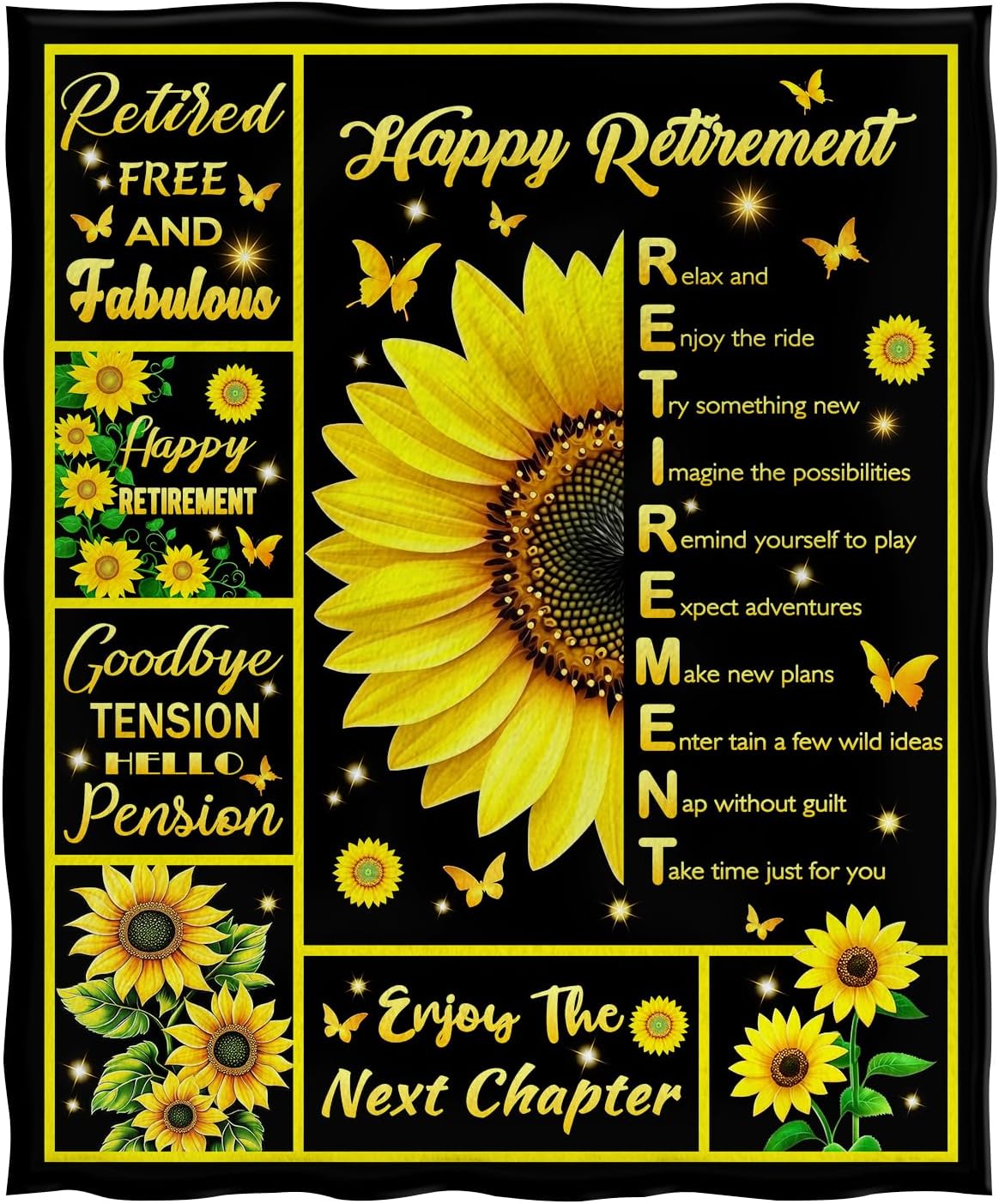 Jekeno Sunflower Blanket Retirement Gifts for Woman, Sunflowers Throw Decor Gifts for Women Sunflower Lovers Mom Teacher Nurse Coworkers, Retirement Party Decoration for Home Living Room Bed Couch