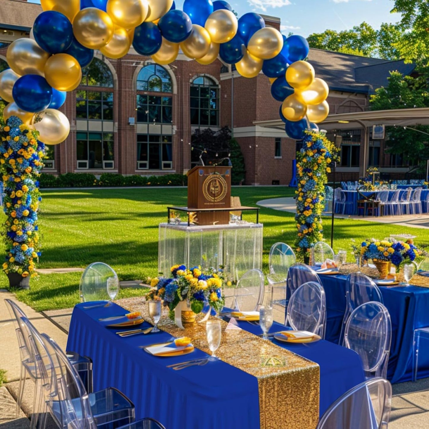 Royal Blue Spandex Tablecloth with Skirt for 6FT Tables – Wrinkle-Free, Stretch Fitted Elastic Cover – Rectangle Table Cloth for Weddings, Banquets, Parties, Buffets, and Restaurants
