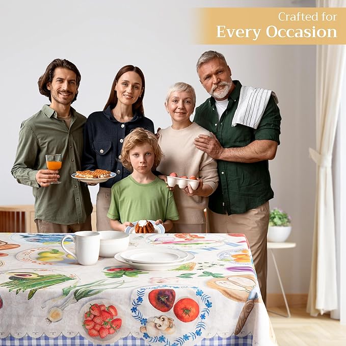 Maison d' Hermine Table Cloth Square Table 100% Cotton 60 x 60 Inches Tablecloth Reusable Decorative for Dining Room Farmhouse Home Valentines Day Decorations Spring Summer - Gourmand