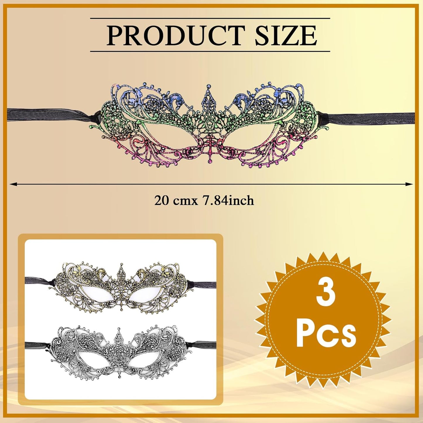 3 Pcs Adult Masquerade Mask Mysterious Fun Lace Masks for Couples Women Man Lace Headpiece Disguise for Costumes