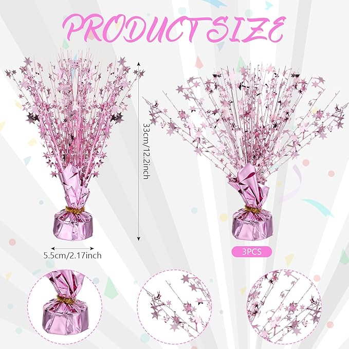 Crowye 6 Pcs Metallic Foil Spray Centerpiece Christmas Party Star Fall Table Decoration Table Decor for Birthday Party Season Holiday(Light Purple,Small Star)