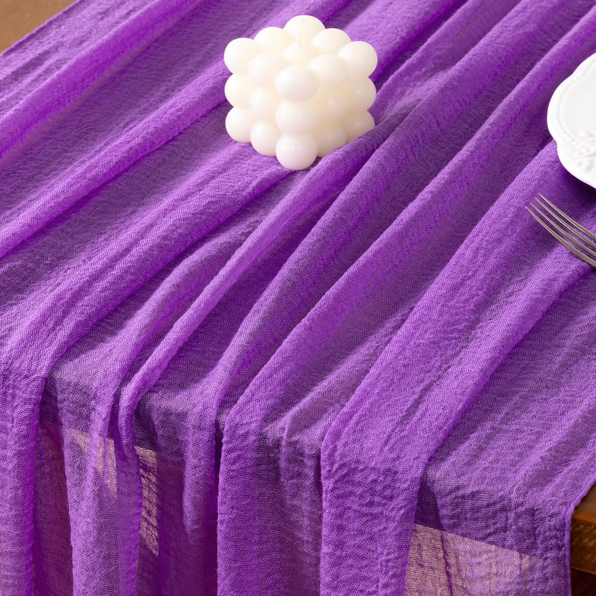 Socomi Purple Fall Thanksgiving Cheesecloth Table Runner Gauze 120 Inch Rustic Boho Cheese Cloth Runner for Wedding Party Baby Bridal Shower Centerpiece Decoration Holiday Home Decorations