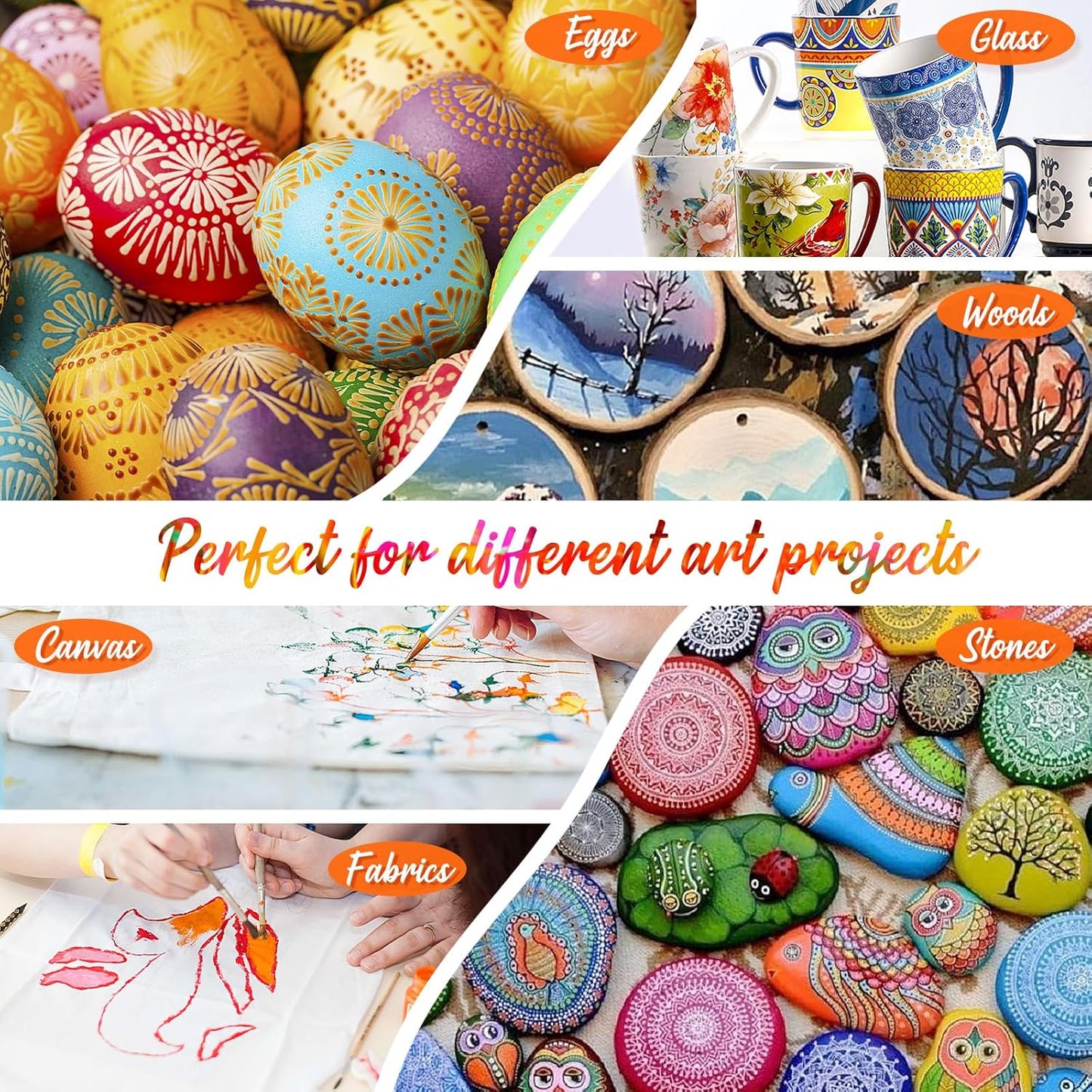 Caliart Acrylic Paint Set with 12 Brushes, 36 Colors (59ml, 2oz) Art Craft Paints Gifts for Artists Adults Beginners Painters, Halloween Pumpkin Canvas Ceramic Wood Rock Painting Kit Art Supplies