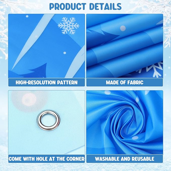 Winter Party Door Banner Classroom Door Cover Snow Wonderland Porch Decor Winter Birthday Decorations Photography Backdrop for Holiday Christmas Snowflake Party (Penguin Snowman)