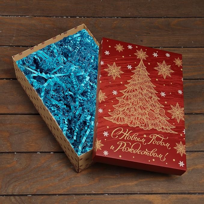 Lake Blue Crinkle Cut Paper Shred Filler, 2 LB Basket Filler Shredded Paper, Confetti Stuffing for Basket Filling, Halloween, Thanksgiving, Christmas, Birthdays, Gift Wrapping, Stuffer Party Supplies