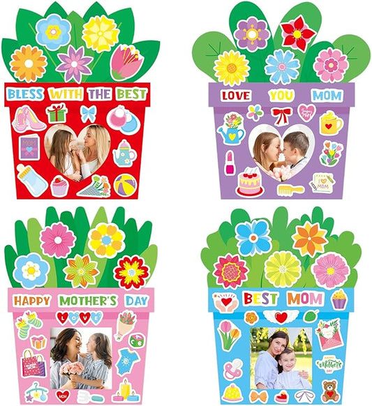 MOUNMDA 30 Pack Mothers Day Photo Frame Craft Kits Love Mom Picture Frame Craft Kits for Mother's Day Gift Decoration Classroom Party Activity