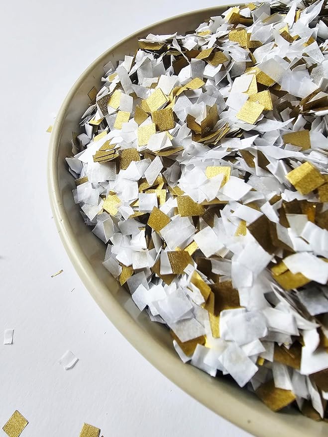 White Gold Confetti Mix Biodegradable Party Decor (75g/2oz