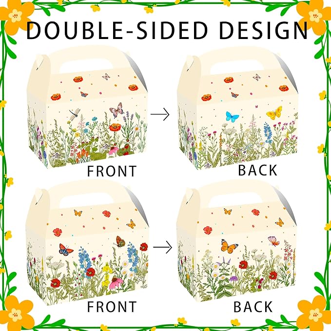 JeVenis Wildflower Party Treat Boxes Flower Party Favor Gift Box forFloral Printed Candy Treat Box Wedding Party Bridal Shower Boxes