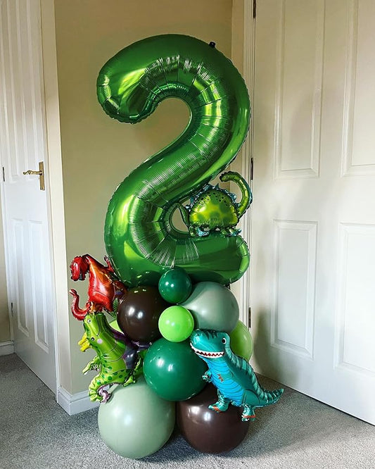 Dark Green Number 2 Balloon 40 Inch, 2nd Birthday Decoration for Toddlers Girls Boys, Sparkling 2 Number Balloon Party Decor