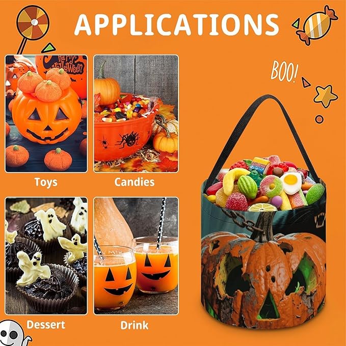 Halloween Candy Bucket - Halloween Black Cat Pumpkin Trick Or Treat Candy Bag, Gift Bag for Party Favor Supplies