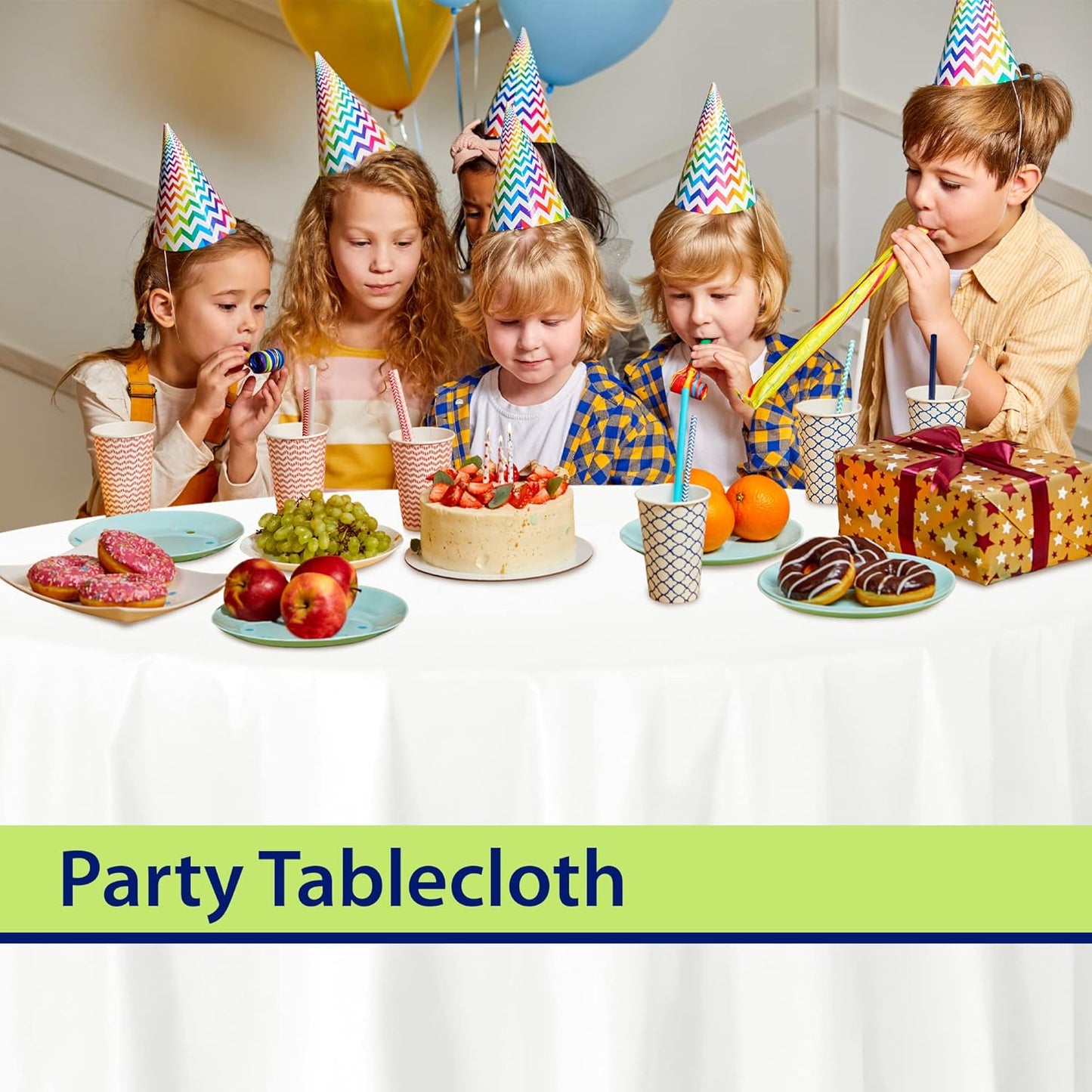 White Disposable Plastic Tablecloth for Round Tables (12 Pack) 84 inches Table Cloths for Parties, Events & Weddings, Indoors & Outdoors, Plastic Table Cover