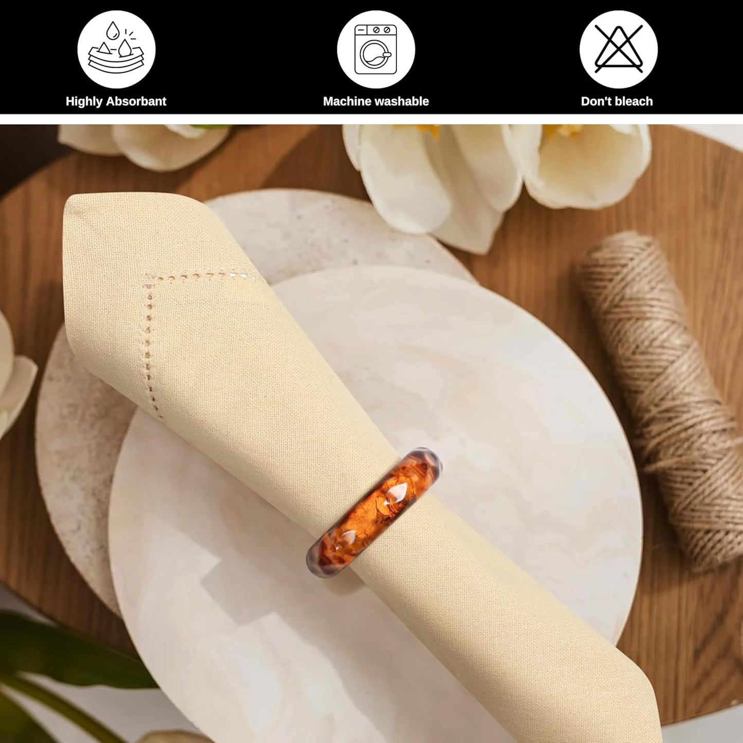 Bedding Craft Cotton Dinner Cloth Napkins Set of 12 – 18x18 Apricot Gelato Hemstitched – Machine Washable Fabric Napkins for Weddings, Baby Showers, Gifting & Parties
