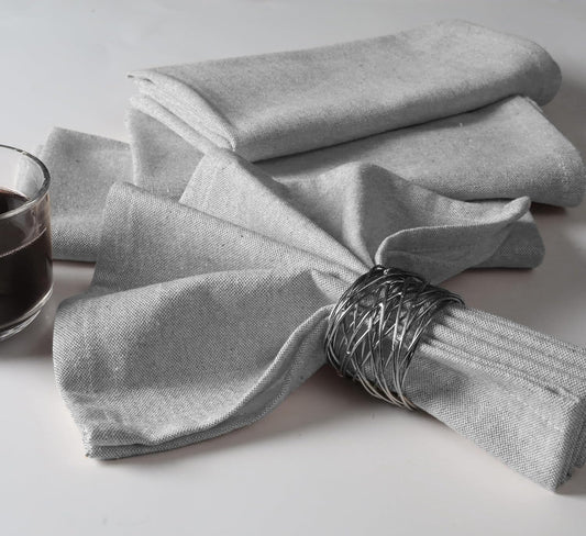 Native Fab Solid Cloth Napkin Set of 4, 100% Chambray Cotton, Washable, Reusable Dinner Cloth Napkin 17x17 inches, Table Decor Napkins for Dinner, Events, Grey