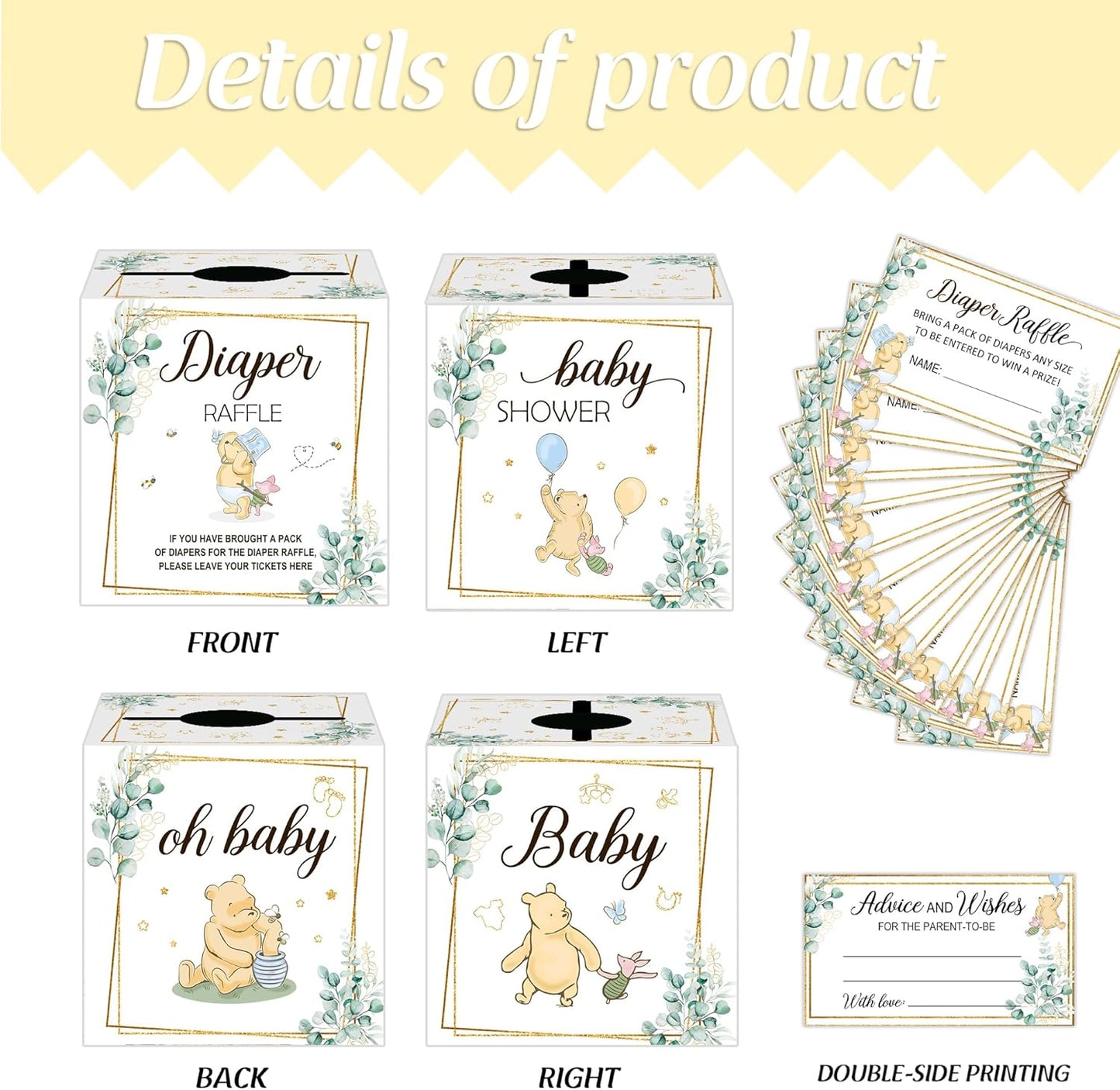 Winnie the Pooh Baby Shower Decorations-Winnie Baby Shower Decorations-Winnie Baby Shower Games-Pooh Party Decorations-Baby Shower Diaper Raffle Box