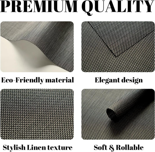 Placemats Set of 12 Vinyl Woven Place Mats for Kitchen Table Indoor/Outdoor Washable Placemat Wipeable Dining Table Mats (Brown and Black,12)