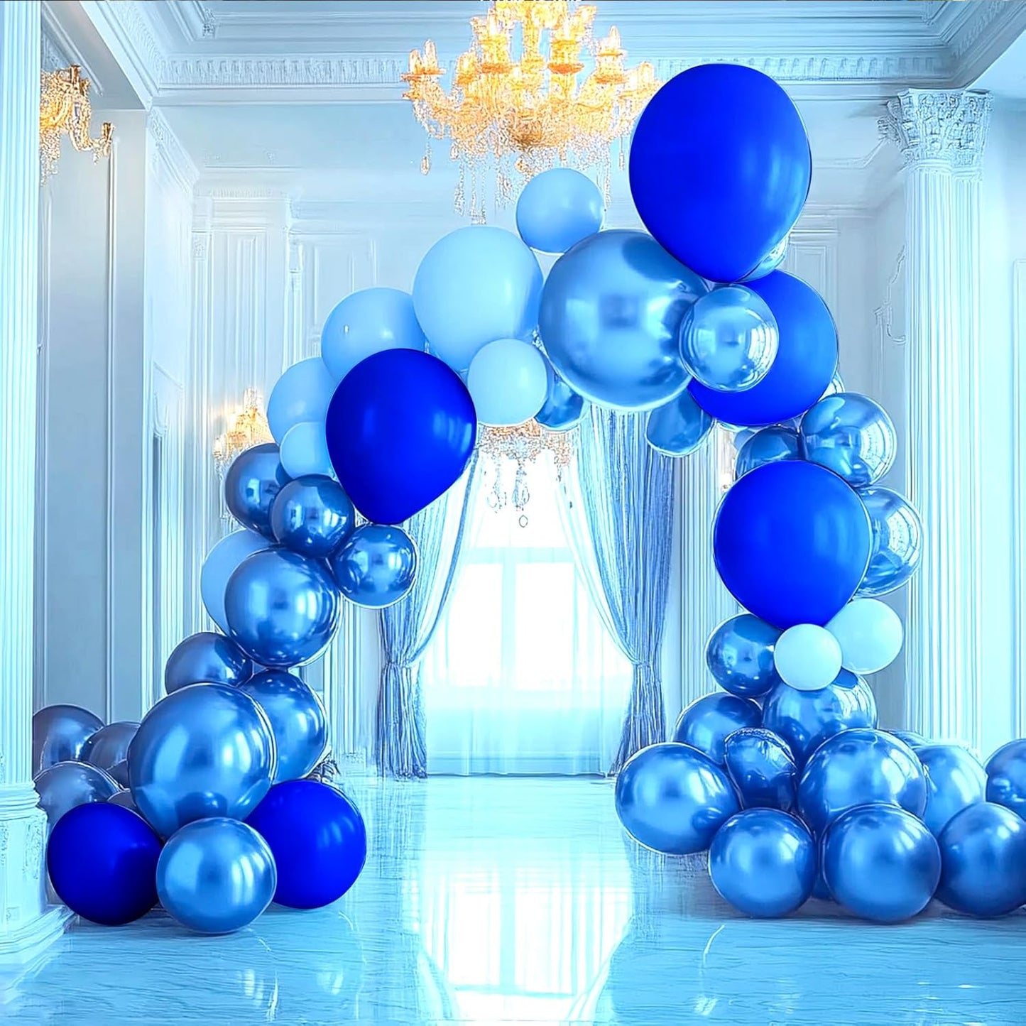 Multi-Blue Balloons Set,60pcs 12 inch multi-blue Balloons Kit for Birthday,Baby Shower,Wedding,Graduation Party Decorations