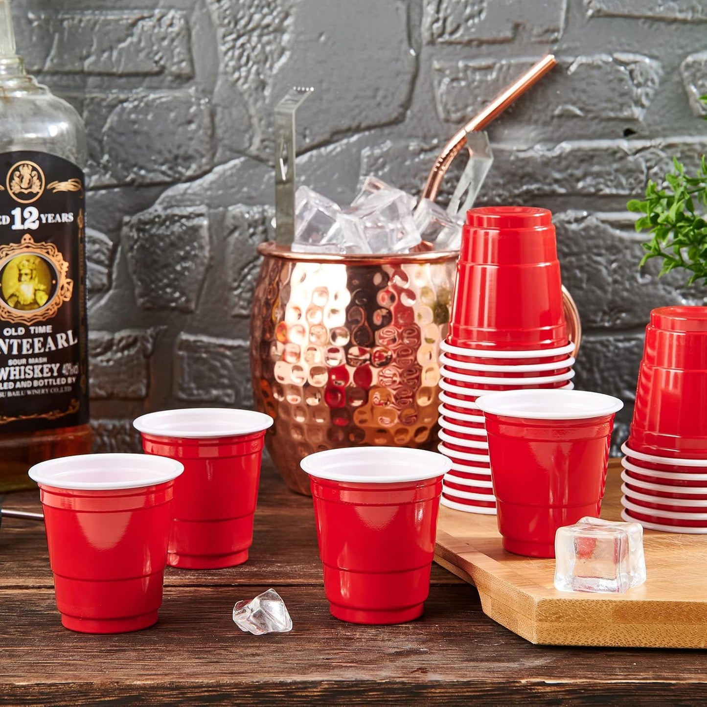 Lilymicky 600 PACK 2 oz Plastic Shot Glasses, Mini Red Disposable Shot Cups for Parties, Carnivals, and Any Events