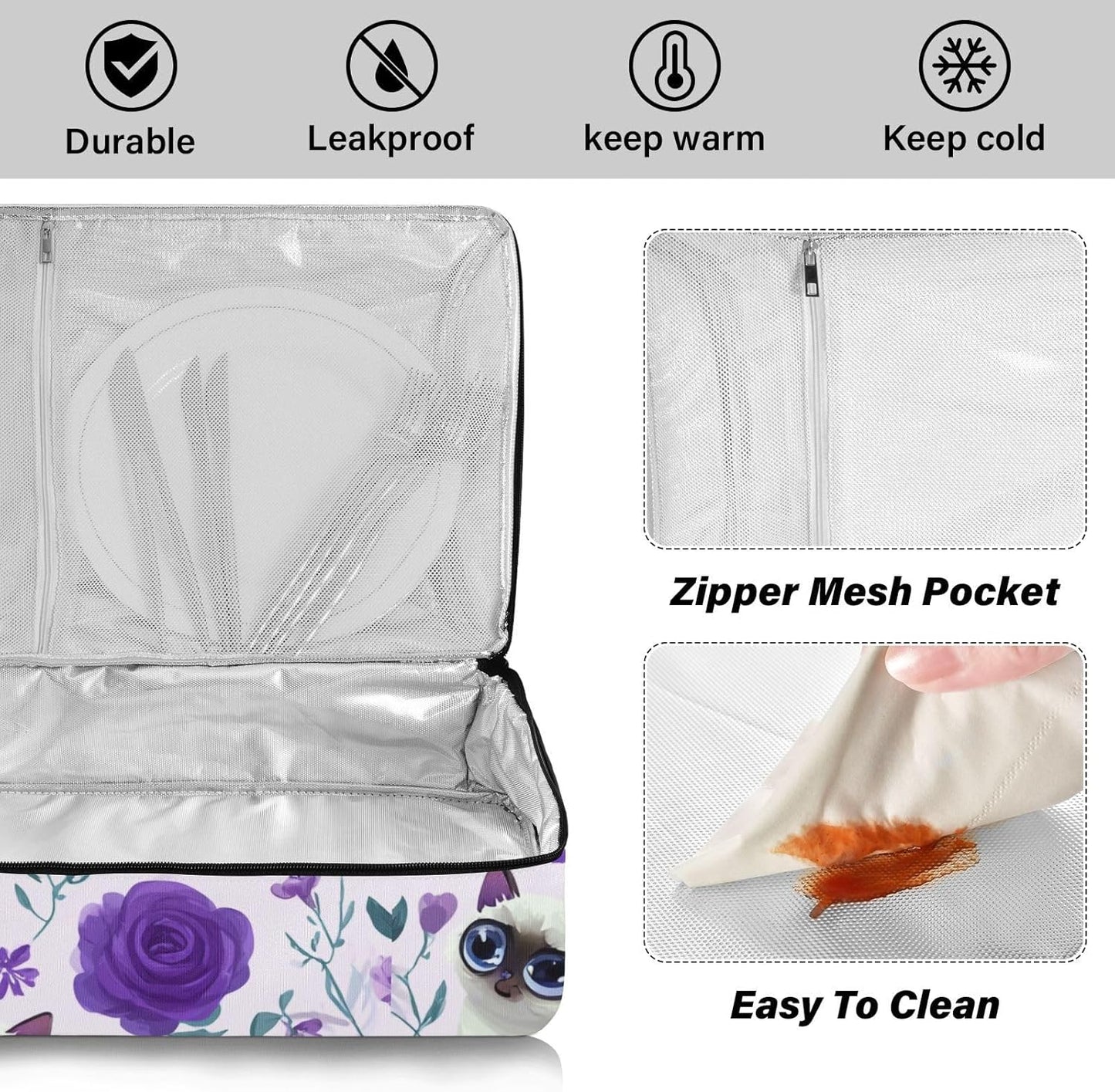 Casserole Carriers for Hot or Cold Food Reusable Casserole Dish Carrier Insulated Thermal Large Capacity Durable Perfect for Party Camping Family Gatherings Yellow Fish