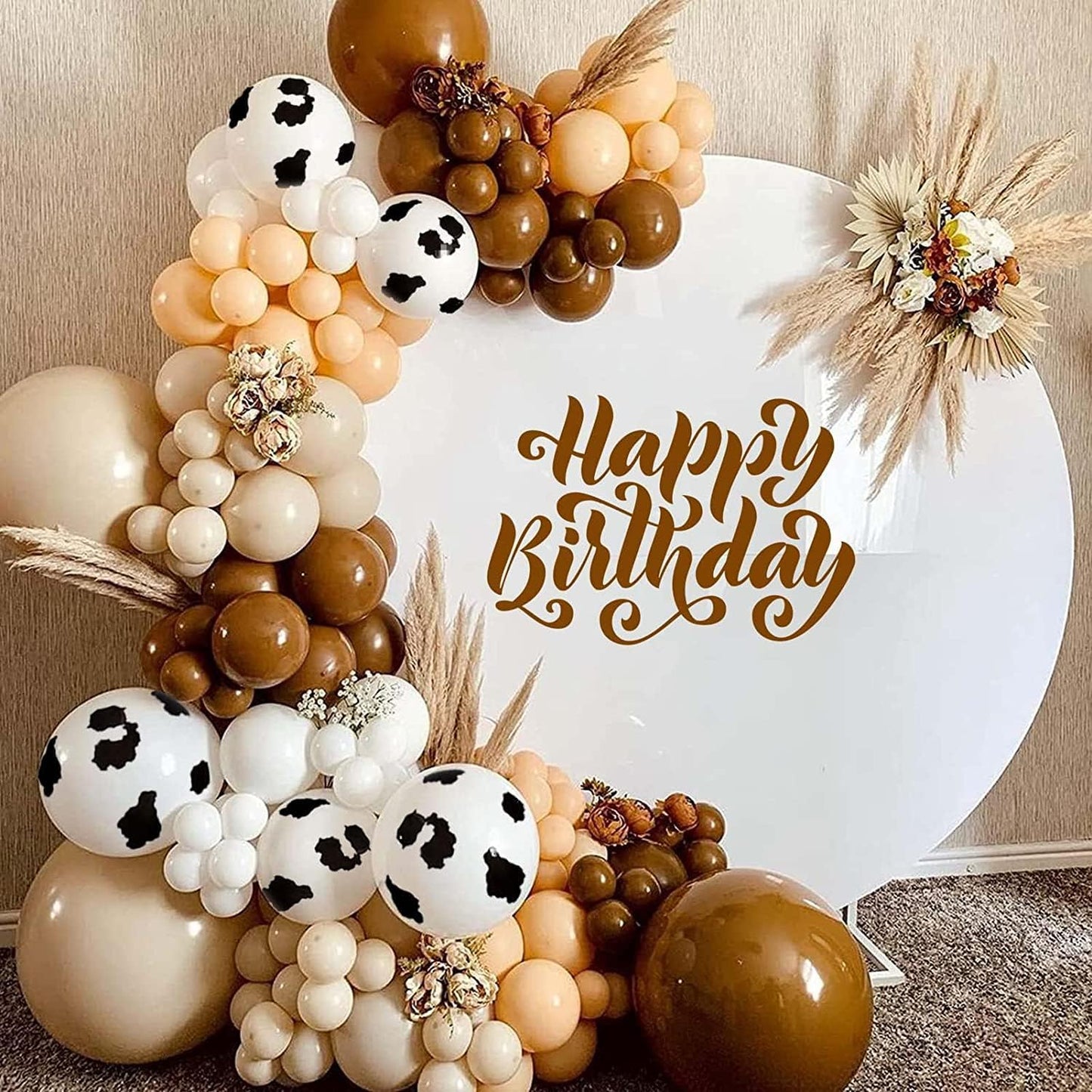 Blush Brown Cow Print Balloons Cowboy Birthday Decorations Western Farm Party 60pcs 12inch Nude Brown Helium Latex Balloons for Arch Tan Coffee Balloon Farmhouse Country Cowgirl Decor