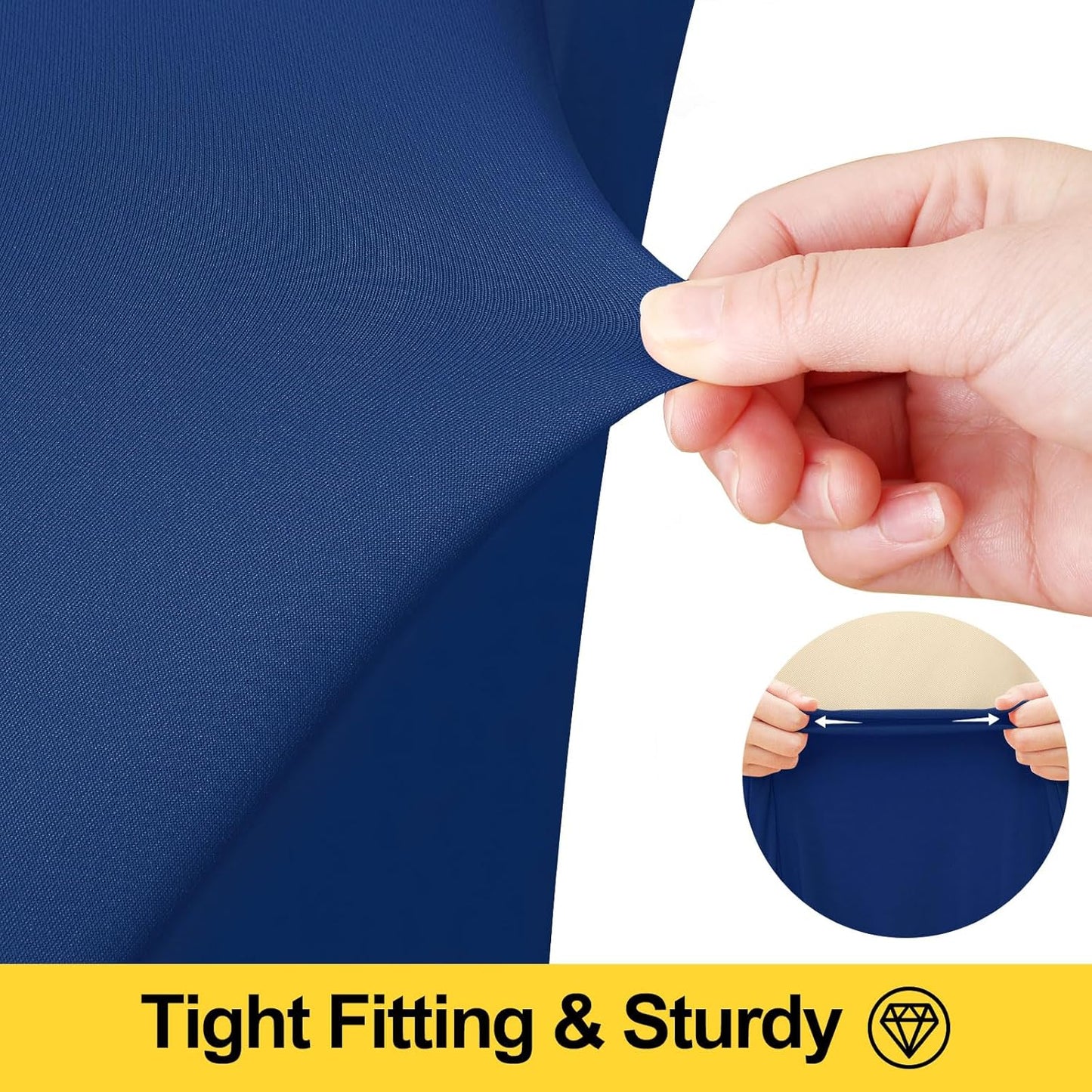 Smiry Spandex Tablecloth 2 Pack, Elastic Fitted Stretch Tablecloth for 6FT Rectangle Tables, Waterproof Washable Table Cover Skirt for Outdoor, Wedding, Banquet & Parties (Navy, 72Lx30Wx30H Inch)