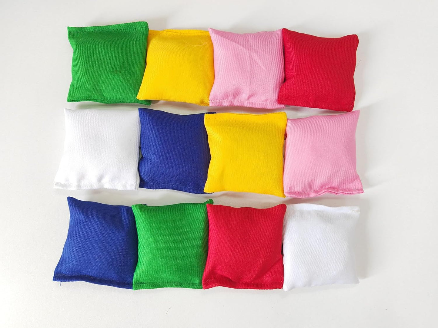 12 Pack Cornhole Toss Bean Bag Game - 2.76 “x2.76” (7 cm) Square Durable Nylon Multi-Color Bean Bags for Parent-Child Family Interaction, Outdoor Lawn Games, School Party Supplies