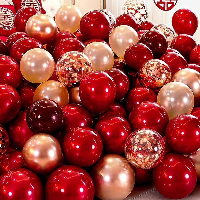 105pcs Ruby Balloons 12inch Party Latex Balloons for Boys Girls Birthday Baby Shower Gender Reveal Wedding Sunflower Party Decorations