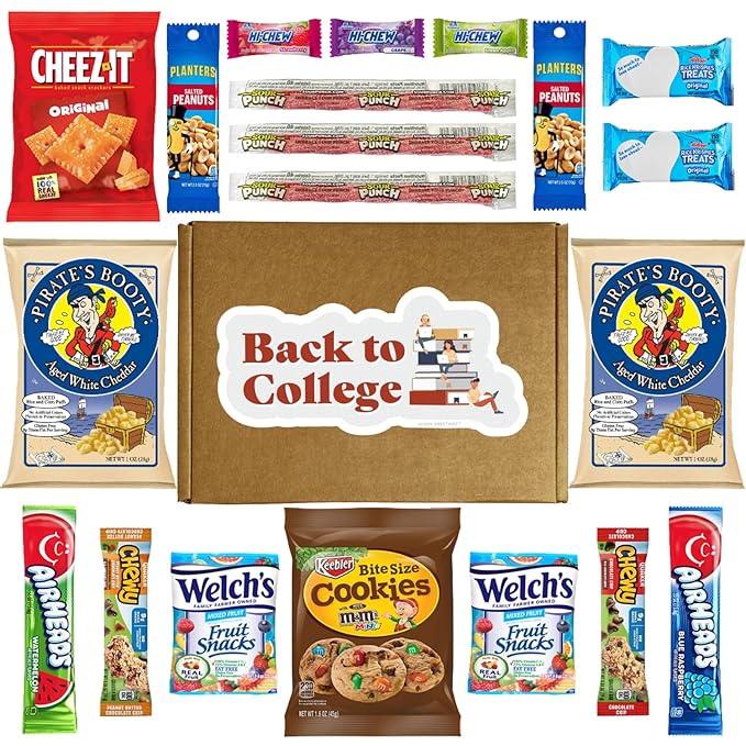 Hangry Kits Back to College Snack Box – 20-Piece Assorted Snack Care Package for Students – College Essentials for Dorm Life, Studying, Exams, or Gifts – Sweet & Savoury Variety Pack