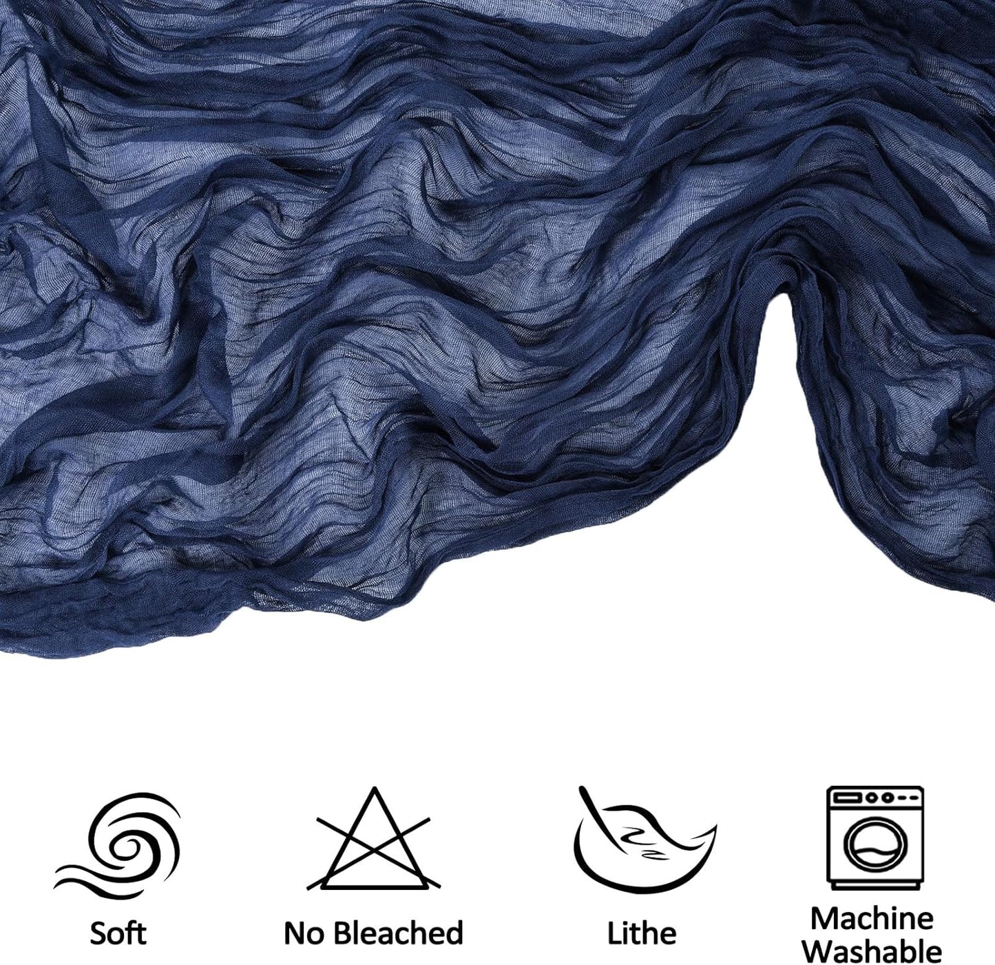6 Pack 10FT Navy Blue Cheesecloth Table Runner 35x120 Inch Gauze Rustic Boho Table Runner Cheese Cloth for Wedding Decor Birthday Party Bridal Baby Shower Table Centerpiece Decoration