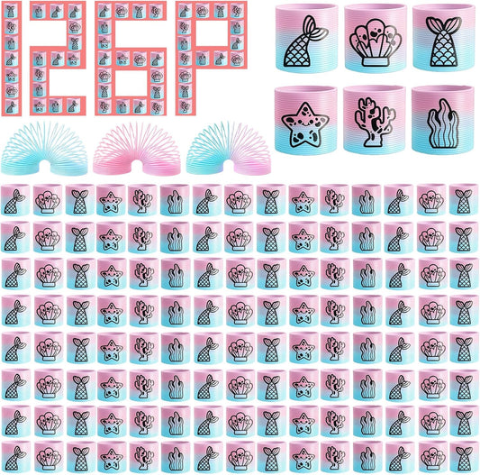 Cocurb 126 Pack Mini Mermaid Spring Toys, Magic Fidget Stress Coil Bulk Rainbow Springs for Party Favor Carnival Prize Birthday Goodie Bag Stuffers for Kids Boys Girls