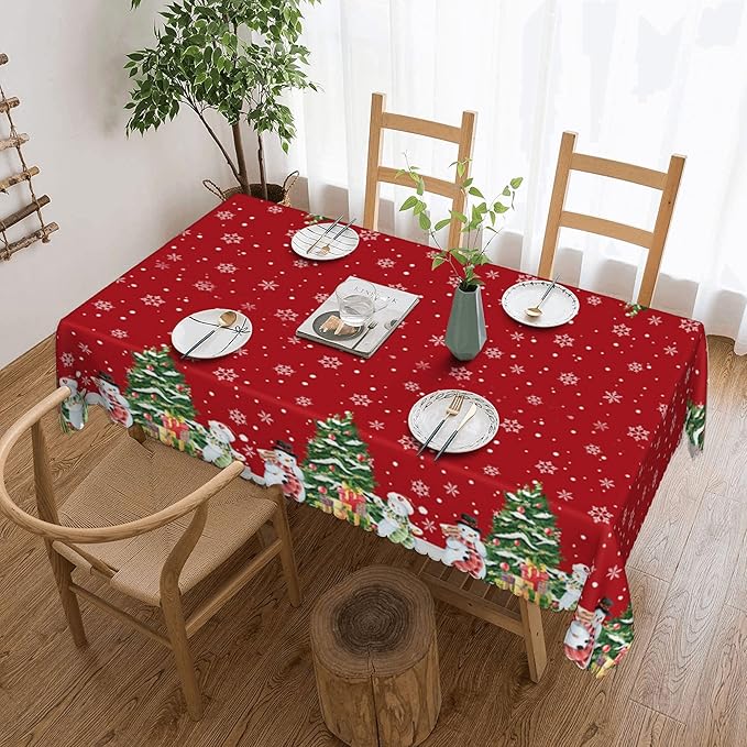 YCness Winter Christmas Snowflakes Tablecloth, Blue Gradient Table Cover for Kitchen Holiday Living Room Home Bedroom Party Table Decor 60x120 Inch